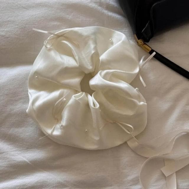 髮圈女髮飾高級感緞面大蝴蝶結大腸發圈法式高級芭蕾風氣質新娘婚紗配飾頭飾(情人節 聖誕節 生日 髮飾 頭飾 大腸圈 禮物)