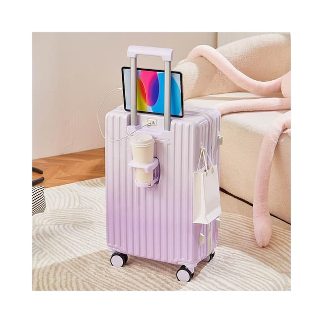 逆主流 26吋漸變行李箱高CP值掛勾設計 20吋隨身登機箱 TSA海關鎖多功能拉桿箱水杯架28寸 ABS+PC旅行箱