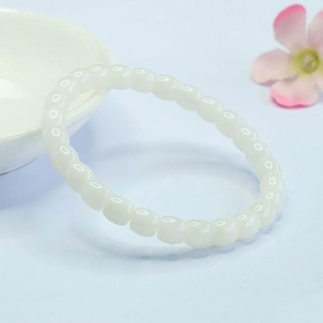 【Paiya 派亞】天然和田玉老型珠手串青海料白玉手鏈