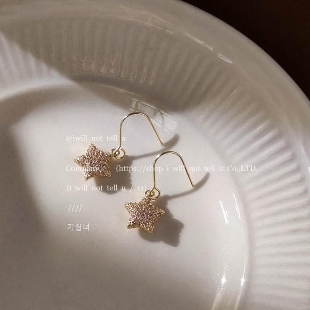 L27 日韓流行時尚 氣質 滿鑽 五角星 星星 甜美耳飾 耳環 耳針