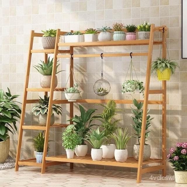 花架 客廳置物架 落地式盆栽架 戶外陽臺裝飾植物架 簡約大容量室內多層庭院花架子

