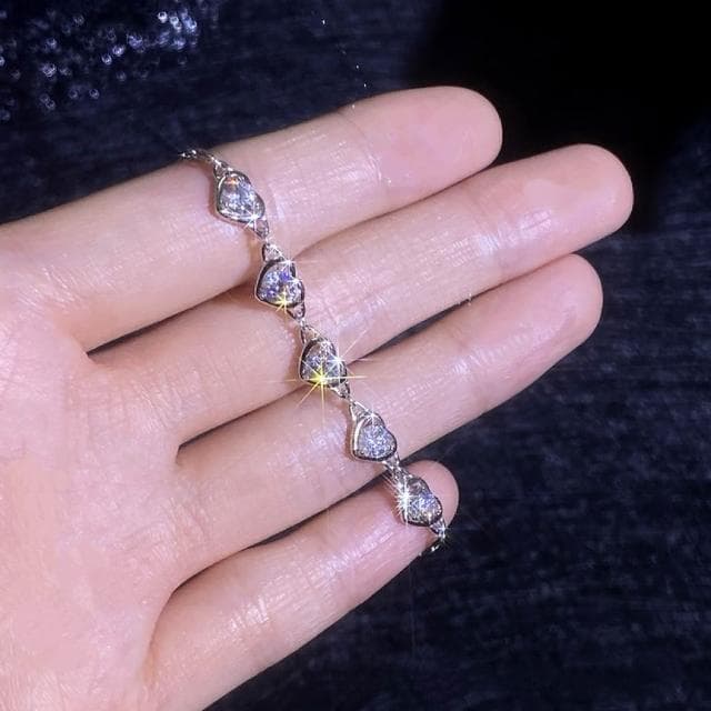 莫桑鑽愛心純銀手鍊 1.5克拉 S925全純銀 M5002 鏈條心型手鍊 生日禮物 情人節禮物 Sweet Air