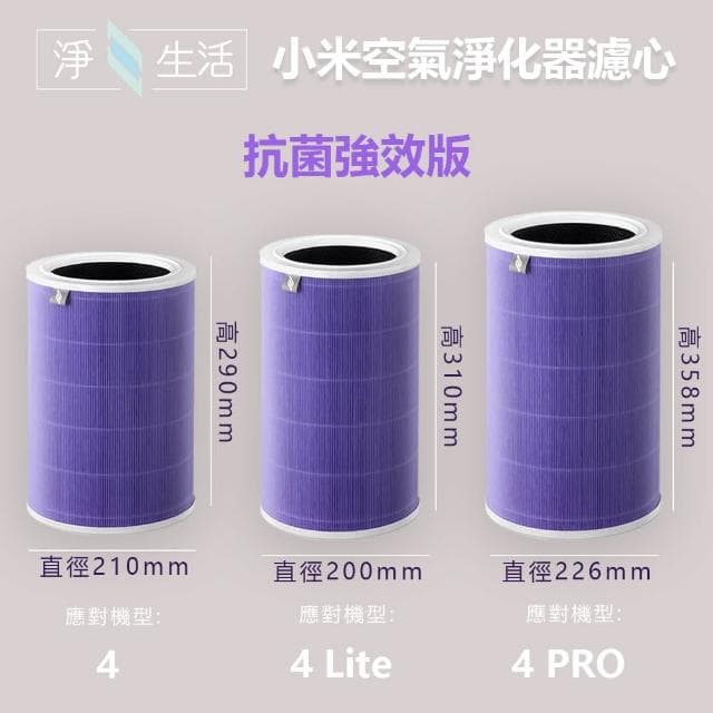 淨生活 小米空氣清淨機 4 pro 濾芯 抗菌版(HEPA 濾心 活性碳濾網 小米空氣淨化器 RFID)