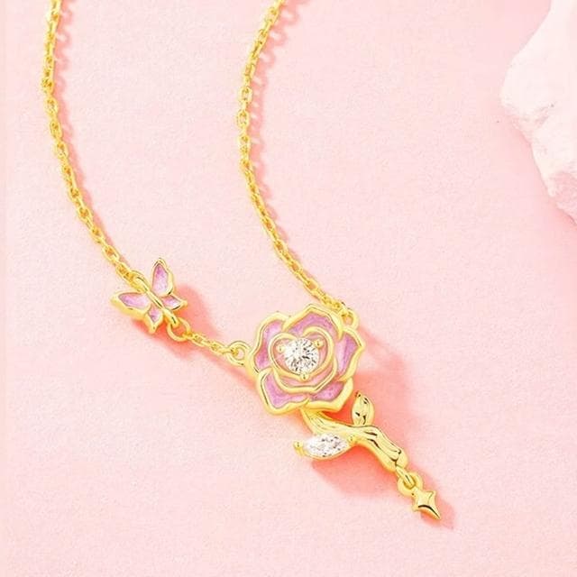 【MoonDy】純銀項鍊 玫瑰項鍊 氣質項鍊 鋯石項鍊 吊墜項鍊 情人節禮物