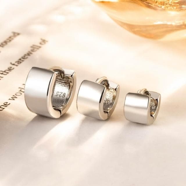 光面圈圈抗敏耳環 L40 多尺寸簡約S925易扣式銀針耳扣 | Sweet Air 日韓流行耳飾