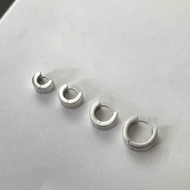 光面圈圈抗敏耳環 L40 多尺寸簡約S925易扣式銀針耳扣 | Sweet Air 日韓流行耳飾