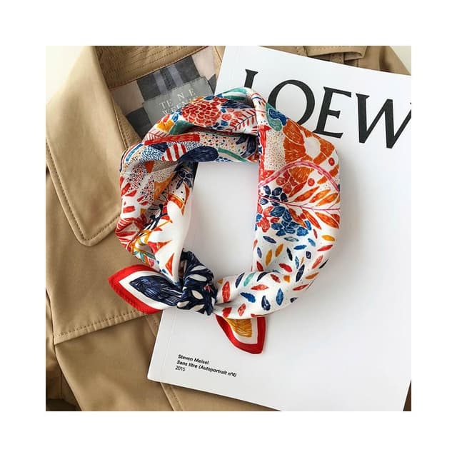 梵花 絲綢女春秋季韓版百搭七彩色圍巾小領巾真絲桑蠶絲絲巾小方巾