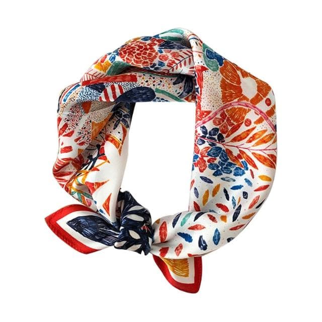 梵花 絲綢女春秋季韓版百搭七彩色圍巾小領巾真絲桑蠶絲絲巾小方巾