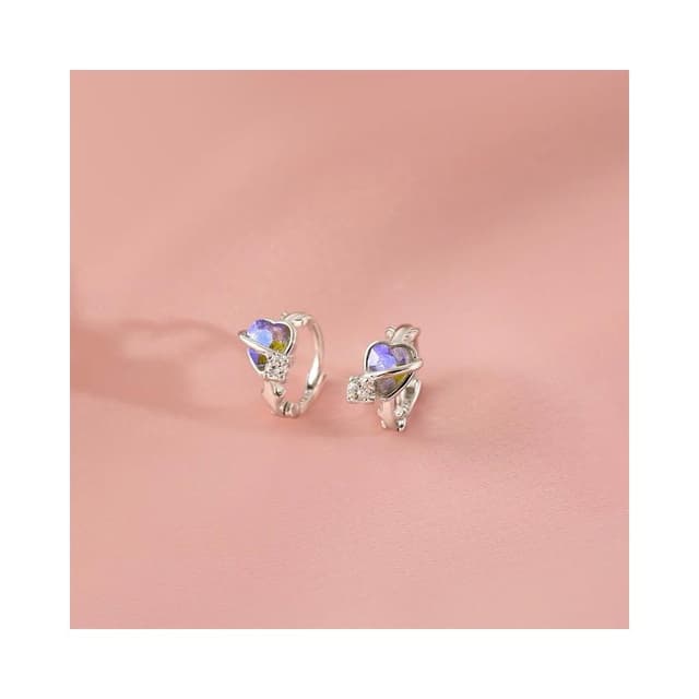 ▪NANA▪ D4105 日韓流行耳飾 迷你絢彩鋯石愛心造型針式耳扣  圈圈耳飾  耳環
