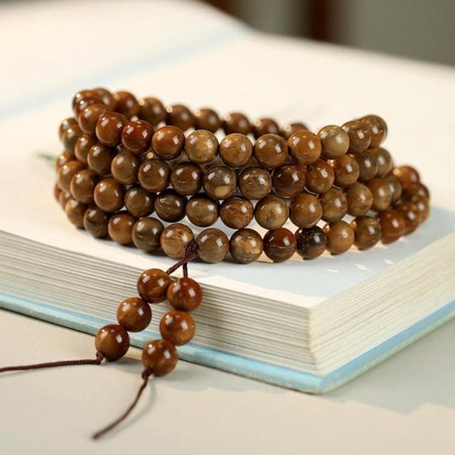 【MoonDy】多圈手鍊 天然庫克菩提 108顆佛珠手串 圓珠項鍊 念珠飾品