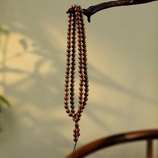 【MoonDy】多圈手鍊 天然庫克菩提 108顆佛珠手串 圓珠項鍊 念珠飾品
