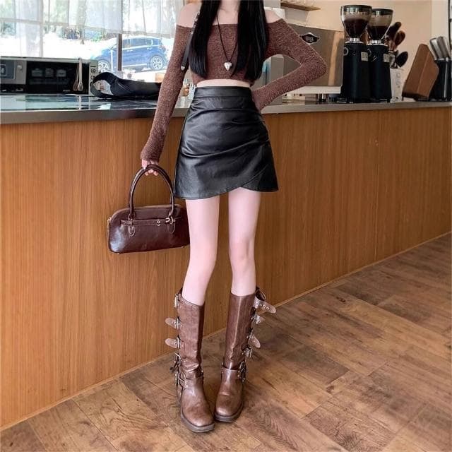 半身裙女短裙包臀裙女不規則皮裙半身裙女2025新款秋冬pu顯瘦包臀高腰a字褶皺氣質短裙洋裝裙子約會生日包臀短裙女