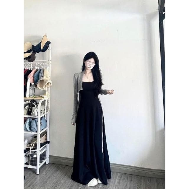 連衣裙女吊帶裙長裙女法式黑色吊帶連衣裙子女2025夏季新款小個子海邊度假氣質顯瘦長裙洋裝裙子約會生日高級感氣質長裙女