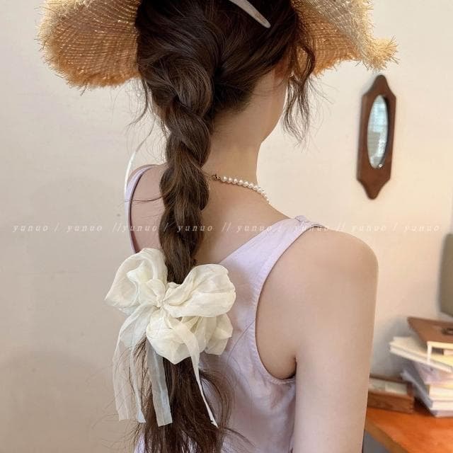 大腸發圈髮圈女髮飾高級感溫柔網紗蝴蝶結2025新款紮馬尾不傷發頭繩氣質發繩頭花(情人節 生日 髮飾 頭飾 大腸圈 禮物)