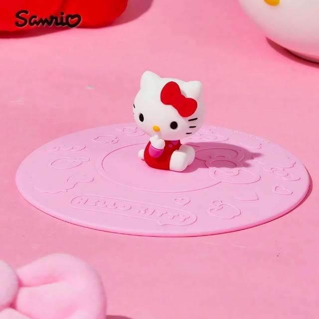 【SANRIO 三麗鷗】Hello Kitty凱蒂貓正版周邊立體造型矽膠杯墊杯蓋(盒裝老婆女友女兒聖誕交換生日禮物