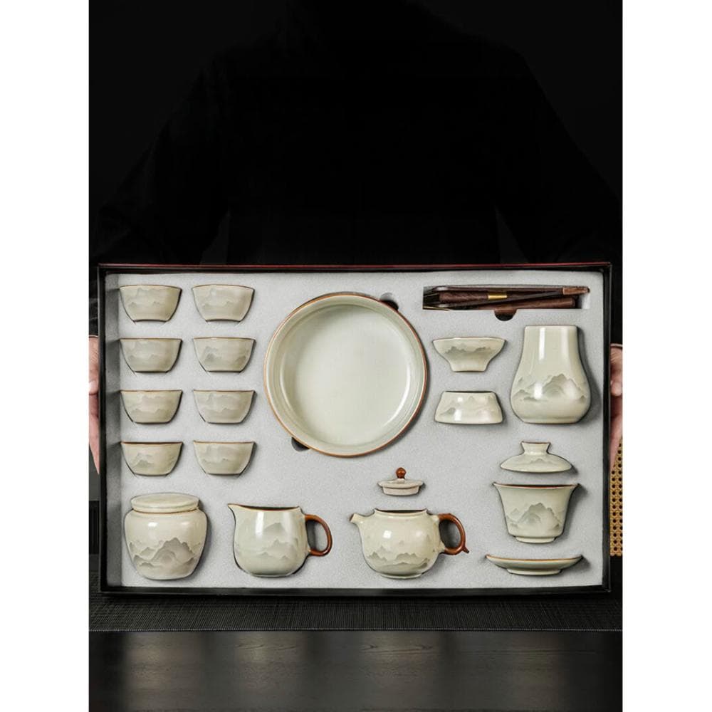2025新款汝窯茶具套裝一整套家用禮盒裝輕奢高檔泡茶壺送爸爸長輩