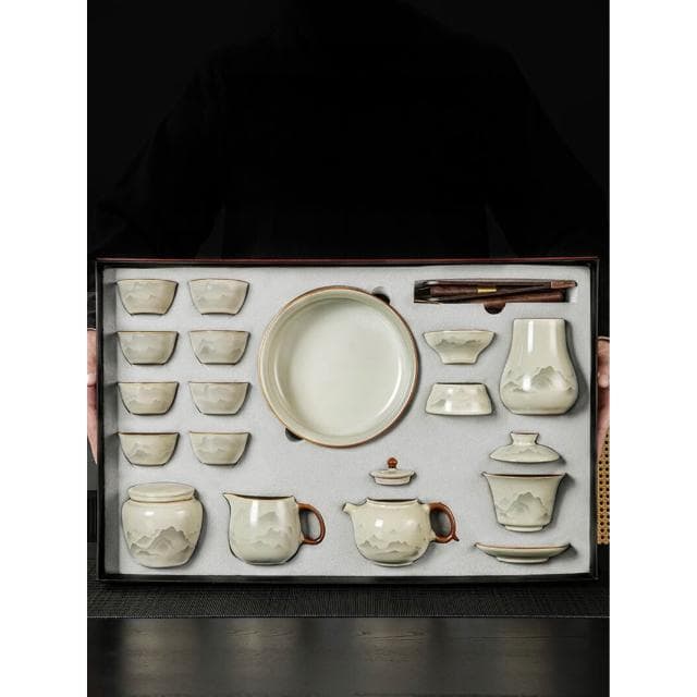 2025新款汝窯茶具套裝一整套家用禮盒裝輕奢高檔泡茶壺送爸爸長輩