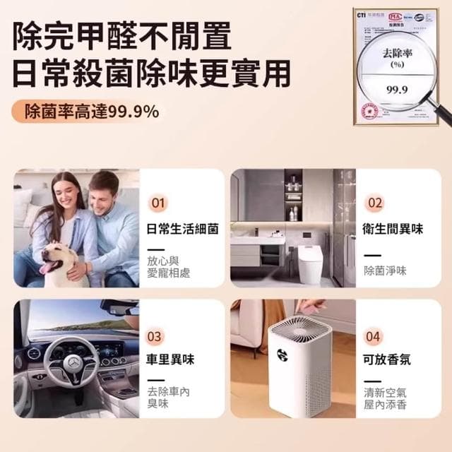 Quality 聚家 空氣清淨機 負離子空氣淨化器 家用空氣清新機 除醛除味除臭 貓毛狗毛過濾（品牌保固 售後保障）