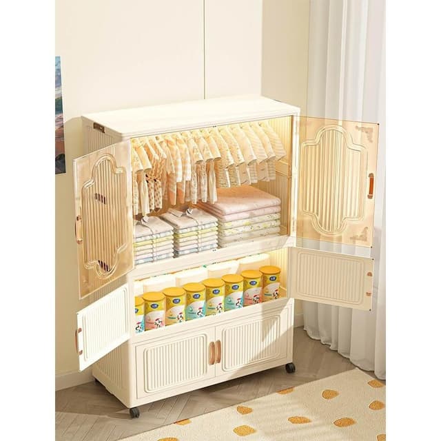 兒童衣櫃簡易免安裝家用衣服折疊收納櫃寶寶嬰兒小衣櫥臥室儲物櫃