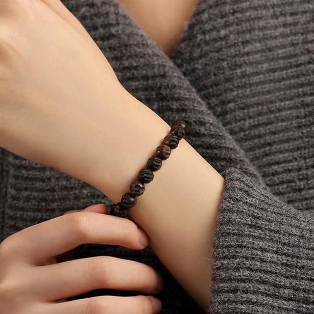【MoonDy】綠奇楠沉香手鍊 單圈佛珠手串 8mm沉香串珠飾品 沉香手飾 復古文玩 
