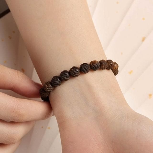 【MoonDy】綠奇楠沉香手鍊 單圈佛珠手串 8mm沉香串珠飾品 沉香手飾 復古文玩 