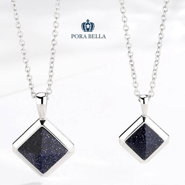 【Porabella】925純銀人造藍砂石項鍊 情侶項鍊 吊墜鎖骨鏈 輕奢小眾項鍊 情人節禮物生日禮物 Necklace