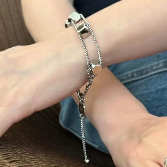 【LEESA】方塊手鍊\不規則手鍊\百搭\飾品\手鍊\女生手鍊\穿搭配件