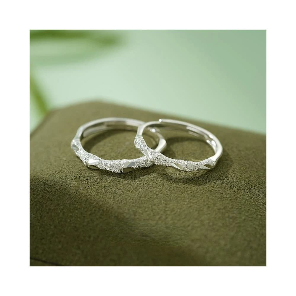 竹定情侶對戒 戒指 S999足銀 原創設計 可調式 小眾設計 新中式 情侶禮物 情人節禮物 送男友 送女友