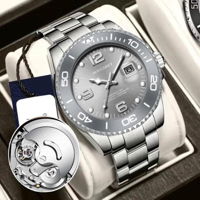 [江心獨具]新款名錶灰遊艇簡約帥氣鏤空高級時尚全自動組件機械手錶 男士日曆夜光手錶 鋼帶男錶 男士手錶