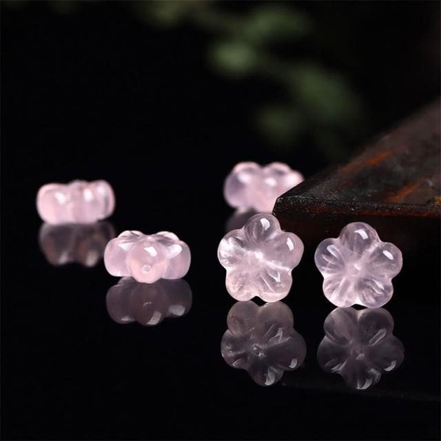 【LEEHER】DIY飾品/天然水晶/粉晶五瓣花配件/項鍊/耳飾/手飾配件/手工串珠/配飾/