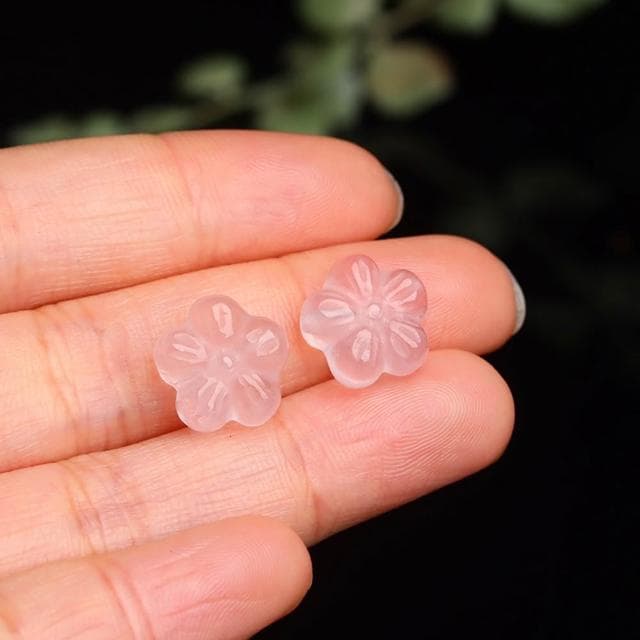 【LEEHER】DIY飾品/天然水晶/粉晶五瓣花配件/項鍊/耳飾/手飾配件/手工串珠/配飾/