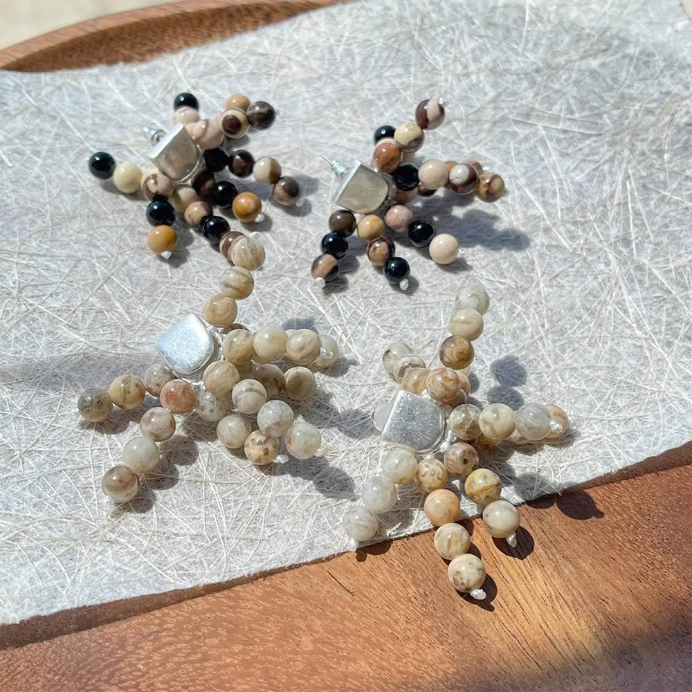 【LEEHER】斑馬石耳環/流蘇項鍊/項鍊/耳環/流蘇耳環/毛衣鏈/菩提石項鍊/