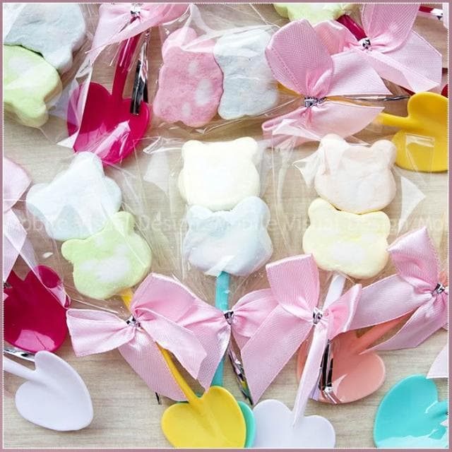 g1685 幸福鏟子「熊熊棉花糖」X100份+大提籃X1個(限宅配)-喜糖 生日分享 太子聖誕 婚禮禮物 二次進場 彌月