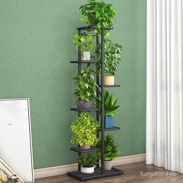 歐室內家用陽臺裝飾置物架鐵藝客廳簡約花盆多層掛架綠蘿 置物架 層架 陽台花架 植物架子 盆栽置物架 花架子