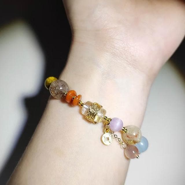 【Paiya 派亞】國風天然單圈超七海藍寶紫水晶多寶水晶手串手鏈