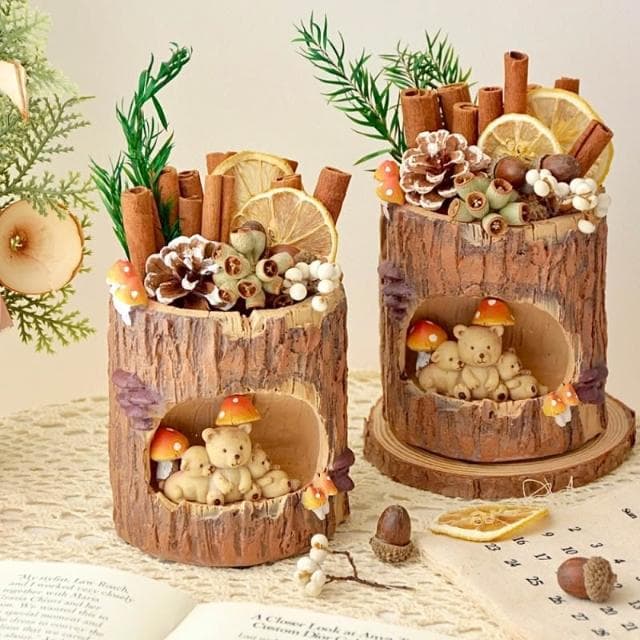 小熊森林肉桂擴香木晶石乾燥花無火香薰臥室擺飾送男女生日禮物女生