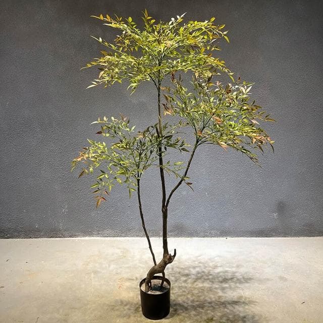 百信百貨 免運 仿真南天竹植物假綠植裝飾仿真樹客廳落地盆栽仿生綠植擺件