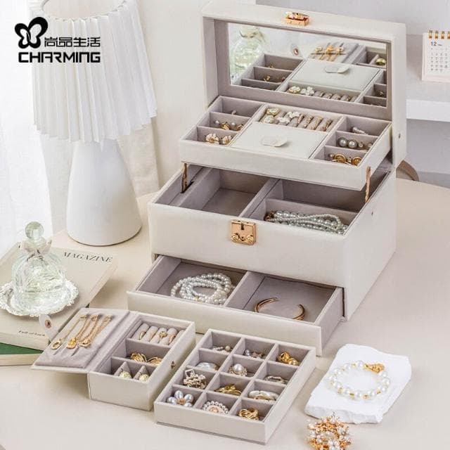 直首飾收納盒手提輕奢抽屜大容量多層戒指耳飾項鏈飾品盒子 f6cf1ee4