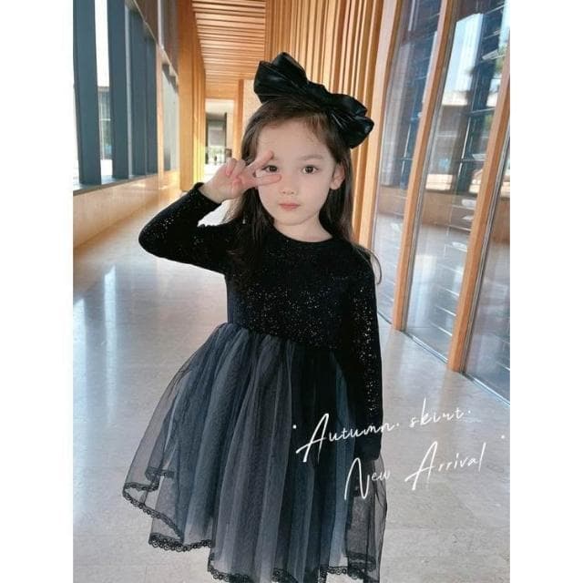 【Arbea】女童小香風洋裝秋冬新款洋氣時髦兒童裙女生日公主裙冬裝【C1261】