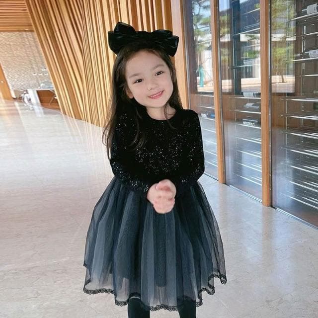 【Arbea】女童小香風洋裝秋冬新款洋氣時髦兒童裙女生日公主裙冬裝【C1261】