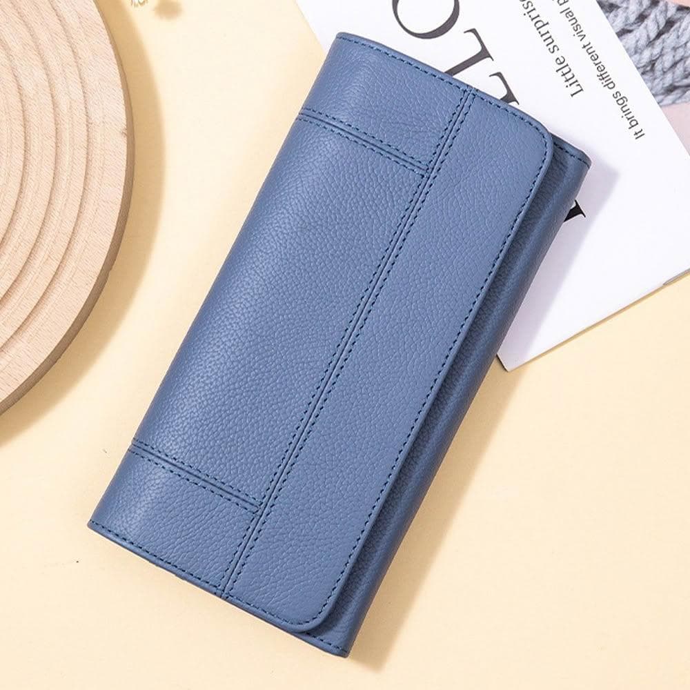 【MoonDy】長夾 皮夾 錢包 多卡位 手拿包 長款錢包 真皮錢包 拼接車縫錢夾