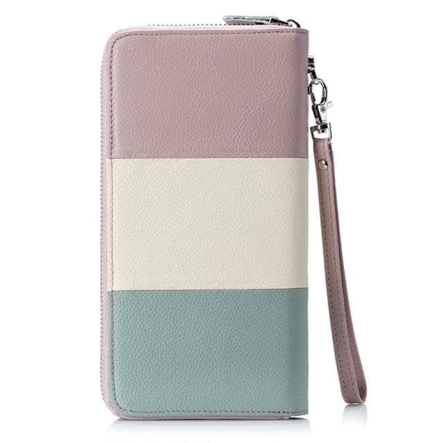 【MoonDy】三色拉鍊錢包 長夾 錢包 多卡位 大容量 長款錢包 真皮手拿包
