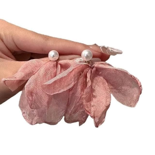 耳環仙氣粉色白色花朵耳環女高級感誇張度假耳配飾輕盈精緻輕奢韓國不過敏看不膩超閃耳環耳飾飾品配禮服百搭禮物仙氣羅馬假日精致