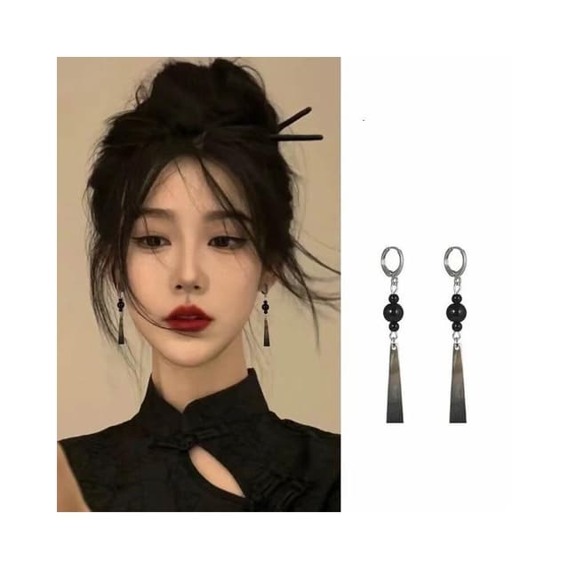  耳環天然黑蝶貝/五彩斑斓新中式長款流蘇耳環高級耳墜清冷水墨感古風輕盈精緻輕奢高級不過敏看不膩超閃耳環耳飾飾品配禮服百搭