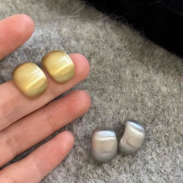 耳環金屬拉絲曲面橢圓耳釘小眾獨特耳環輕奢大氣高級感氣質耳飾輕盈精緻輕奢高級韓國不過敏看不膩超閃耳環耳飾飾品配禮服百搭禮物