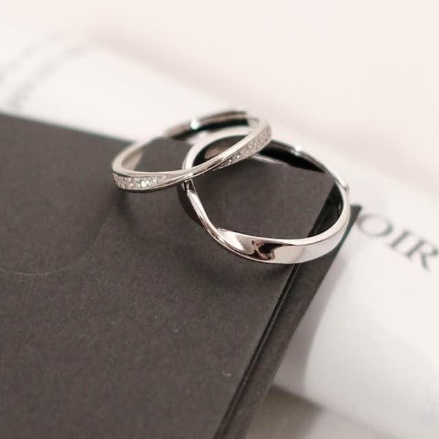 【Porabella】925純銀情侶對戒 莫比烏斯環鋯石情侶戒指 可調開口式對戒 情人節禮物 告白禮物 RINGS  FR275