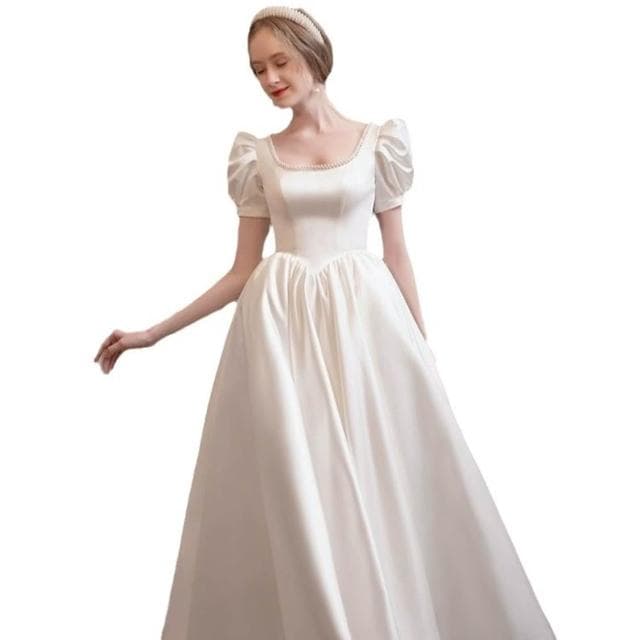 法式輕婚紗新娘結婚訂婚禮服領證小白裙時尚款生日宴會氣質連衣裙