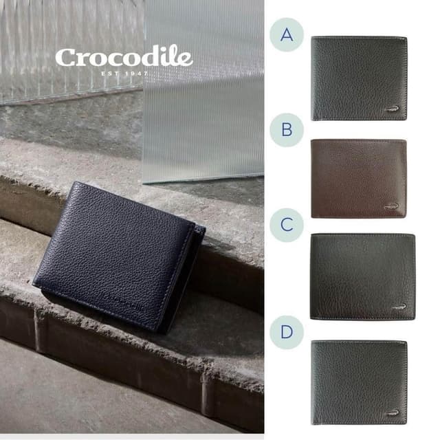 【Crocodile】鱷魚皮件 真皮短夾/長夾/零錢包 男生皮夾 拉鍊零錢 0203-11經典系列-黑咖兩色-組合商品 多款任選