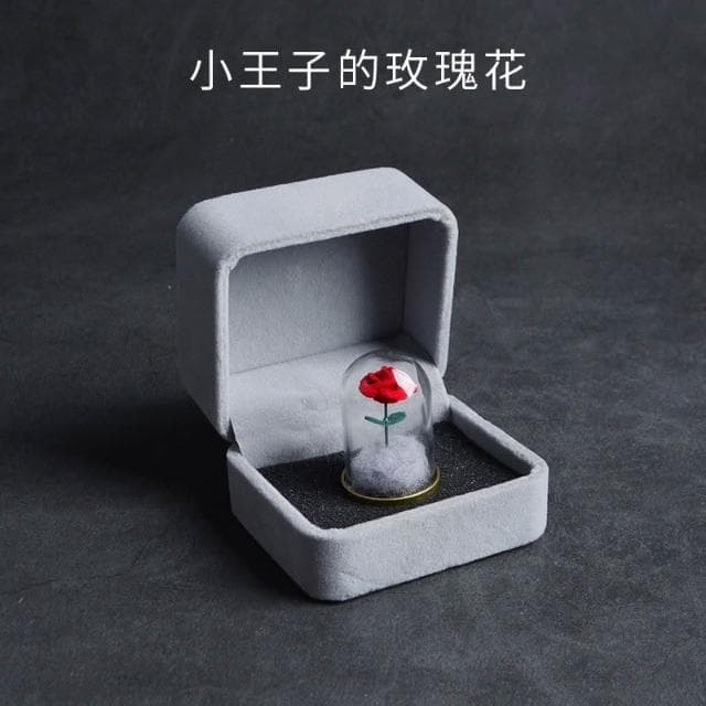 💗七夕情人節情人節禮物小王子系列-戒指盒小王子的玫瑰花玻璃罩玫瑰花生日禮物送女生女朋友創意情侶七夕情人節女