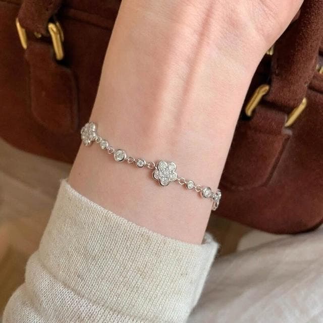 手鏈輕奢高級感簡約小眾泡泡鉆花朵手鏈鑲嵌锆石百搭清冷甜美疊戴手飾大方氣質日常通勤派對約會手鏈輕盈手鏈手環手串手飾簡約百搭
